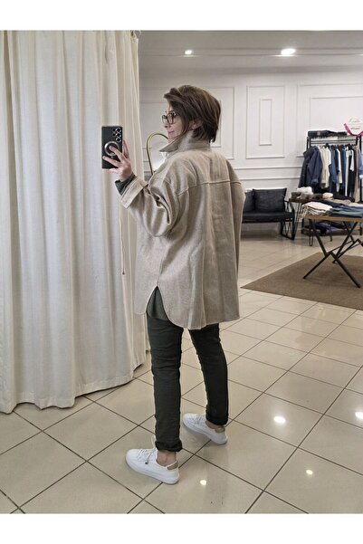 pudubutik Beige Stamp Shirt Jacket