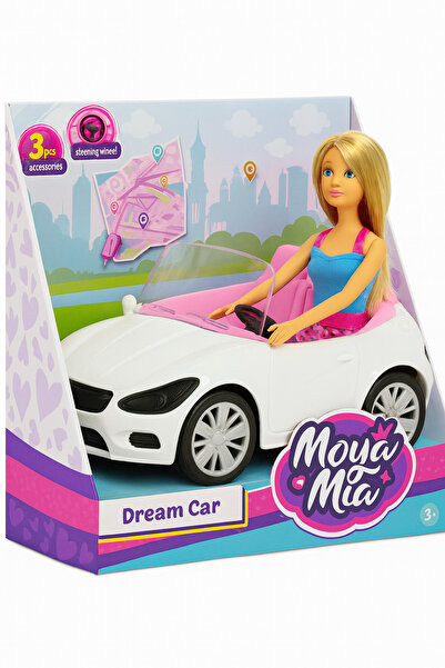 Moya Mia Doll with Convertible Car – Dream Car White, Pink Interior, 3-piece Accessories, 3+ years