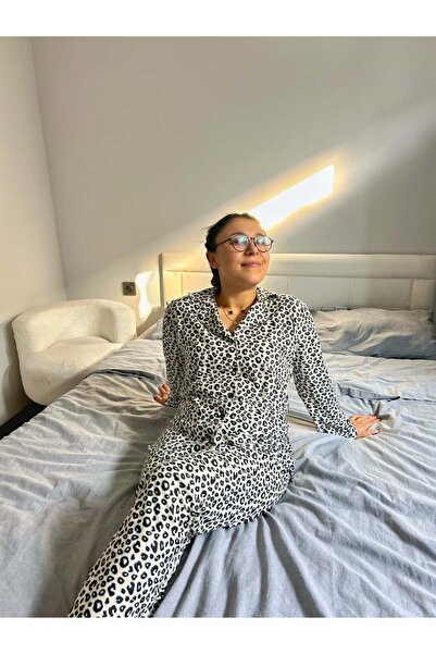 Marka Leopelle Suede Fabric Front Buttoned Pajama Set