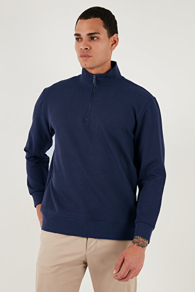 Buratti Cotton Regular Fit Half Zipper Stand Collar Sweat Men's Sweat 5905470