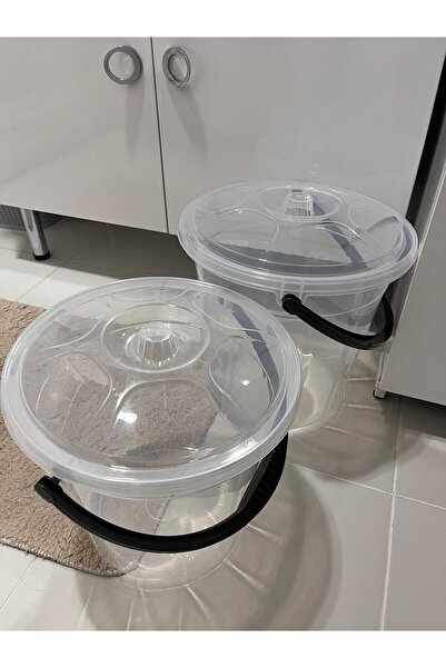 zemihra Plastik Şeffaf Kapaklı Su Kovası Temizlik Kovası 15/20Lt Set