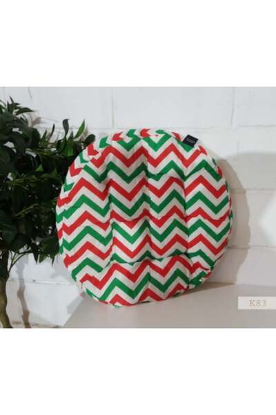 Reiashn 60cm round floor cushion with a wavy geometric pattern