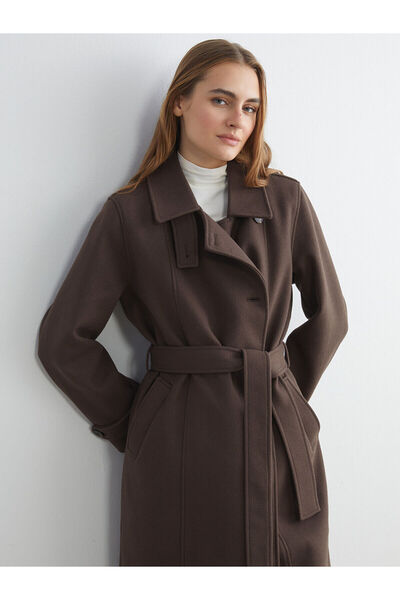 LC Waikiki Vizyon Yeni Sezon Beli Kuşaklı Kadın Kaşe Kaban