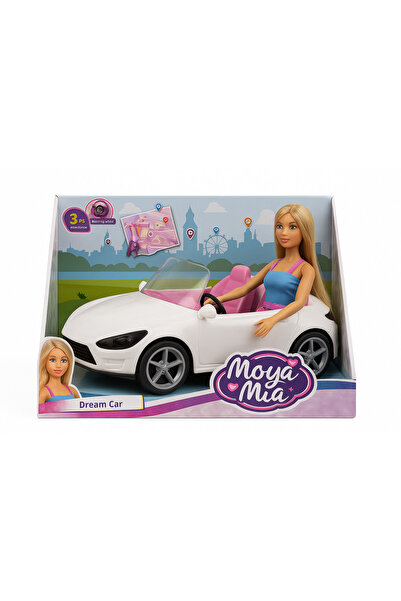 Moya Mia Doll with Convertible Car – Dream Car White, Pink Interior, 3-piece Accessories, 3+ years