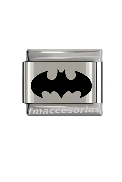 fmaccessoriess İtalyan Çelik Bileklik Charmı Gümüş Renk BATMAN Lazer Baskı Re...