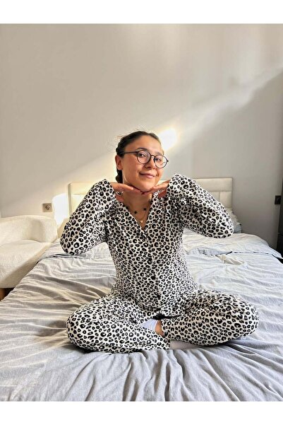 Marka Leopelle Suede Fabric Front Buttoned Pajama Set