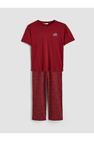 LC Waikiki Vizyon Yeni Sezon Bisiklet Yaka Yılbaşı Temalı Kadın Pijama Takımı