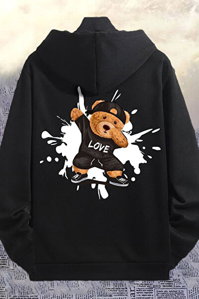 CLASSY.MODA Unisex Hooded 3 Thread Ş Fleece-Lined Kangaroo Pocket Dancing Teddy Bear B Printed Hoodie