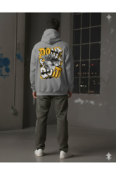 EFFRENATU سترة دونت كويت مطبوع بغطاء رأس