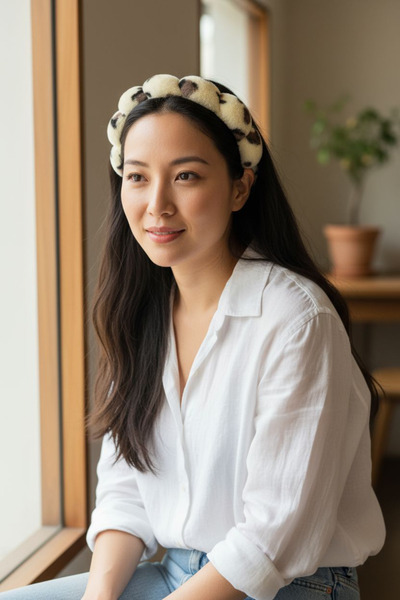 KANİNCHEN imprimeu leopard Coroană de machiaj pentru păr pentru spălarea fețe...