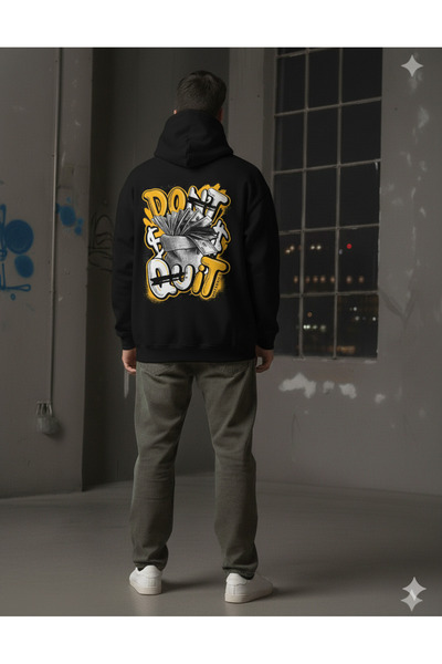 EFFRENATU سترة دونت كويت مطبوع بغطاء رأس