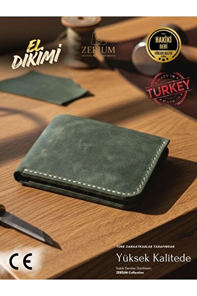 ZERİUM Genuine Leather Lucen – Hand-Stitched Premium Men's Wallet Card Holder