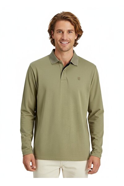 Jack & Jones Polo Neck Long Sleeve Men's Sweat Shirt Light Green