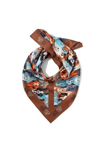 All We Need Is Pets Dreamy Blue Dark Brown Silk Bandana for Dogs and Pet Lovers