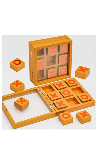 Arabest Classic Wooden XO Game Set — Educational Family Tic-Tac-Toe with Storage Box for Table Decor