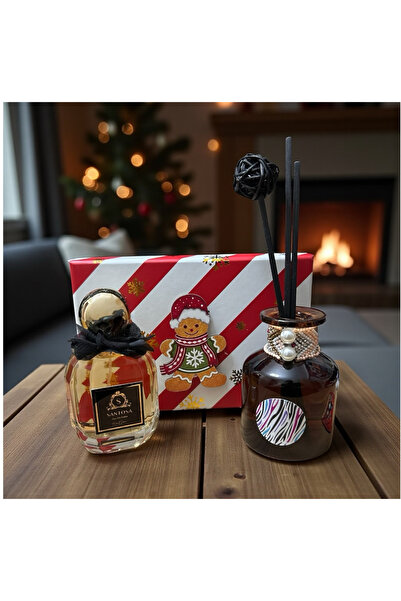 SANTOSA YILBAŞI ÖZEL KOKU SETİ Kadın Parfüm Taşlı Kapak Vanilya /Kurabiye Oda Kokusu Yılbaşı Süsü
