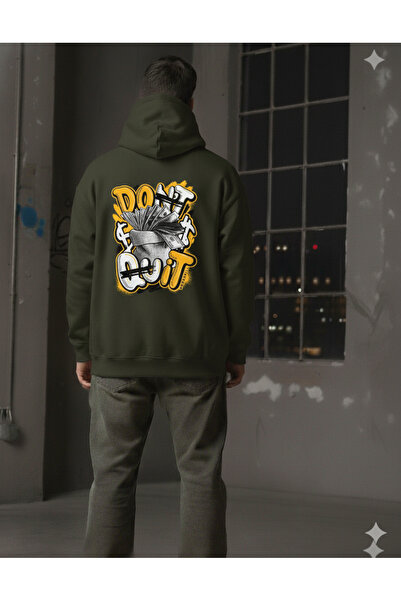 EFFRENATU سترة دونت كويت مطبوع بغطاء رأس