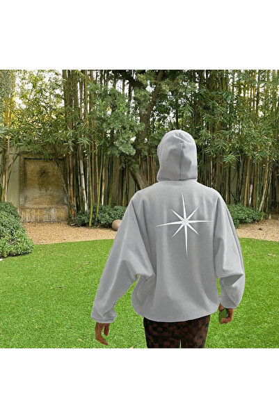 CLASSY.MODA Hanorac unisex cu glugă 3 Thread Ş cu căptușeală din fleece Star ...