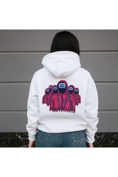 CLASSY.MODA هودي للجنسين بغطاء رأس 3 Thread Ş مبطن بالصوف Kangaroo Cepli Geom...