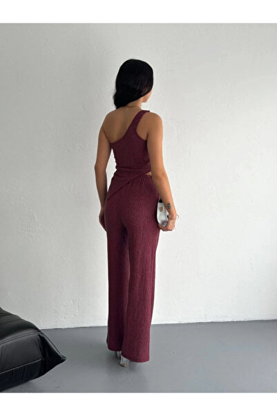 GENCULUS Asimetrik Crop Pantalon Double Suit Dusty Rose