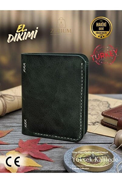 ZERİUM Genuine Leather Lucen – Hand-Stitched Premium Men's Wallet Card Holder