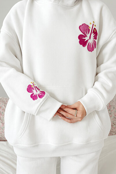 CLASSY.MODA Hanorac pentru femei supradimensionat cu glugă 3 Thread Ş cu căpt...