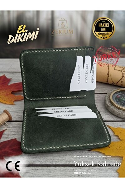 ZERİUM Genuine Leather Lucen – Hand-Stitched Premium Men's Wallet Card Holder