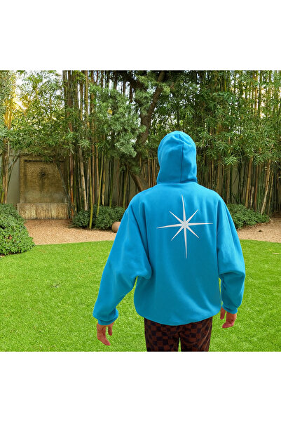 CLASSY.MODA Unisex με κουκούλα 3 Thread Ş επένδυση fleece Star B με τύπωμα Ka...