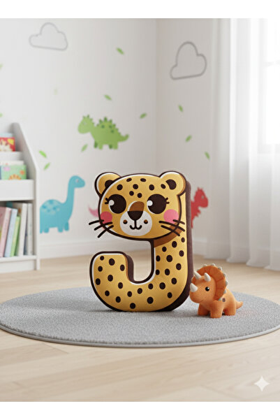 Piloji وسادة على شكل حرف J مع شكل حيوان 40 سم |   حروف J الرقمية مطبوع وسادة ...