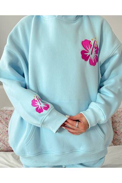 CLASSY.MODA Hanorac pentru femei supradimensionat cu glugă 3 Thread Ş cu căpt...