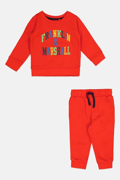 Franklin & Marshall Toddlers Boy 2 Piece Graphic Print Sweatshirt And Sweatpants, Orange