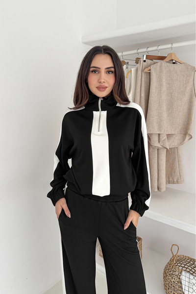 Meine Liebe Unterwäsche Paneled Half Zipper Modal Set