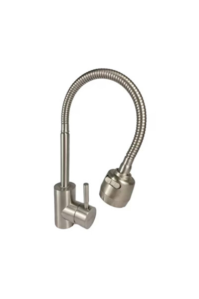ITALOMIX Single Lever Kitchen Faucet, Stainless Steel, Flexible Pipe with Adjustable Spray