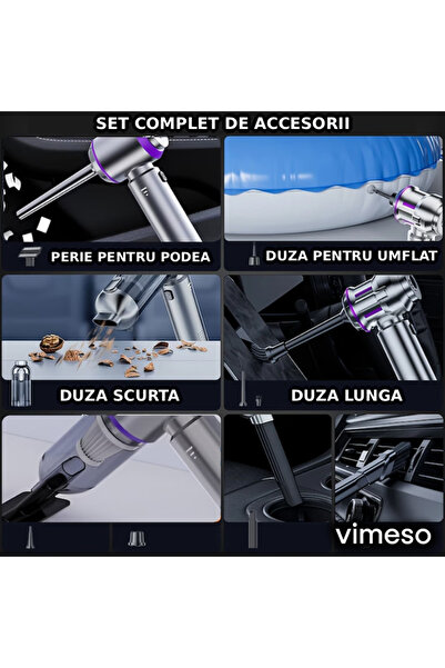 Vimeso Vimeso 4 in 1 Portable Vacuum Cleaner, 100W, 15000Pa, HEPA, 3 Speeds, 6000mAh, 9 Accessories