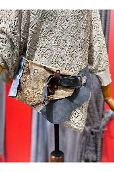 Yılday Gür Butik حزام جلدي مصنوع يدويًا من أمارتا - تصميم بتفاصيل الدنيم