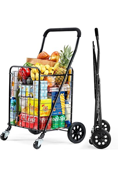 Twinkle Mart Lightweight Folding Shopping Cart - Black