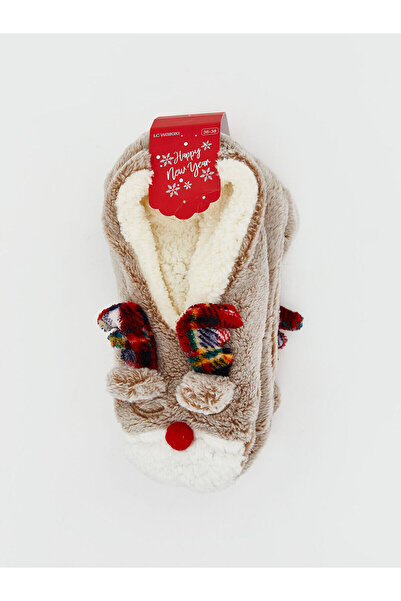 LC Waikiki Yılbaşı Temalı Kaydırmaz Taban Kadın Ev Çorabı (W5)