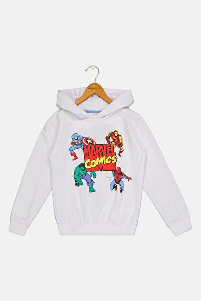 Marvel Toddlers Boy Long Sleeve Comic Hoodie, White