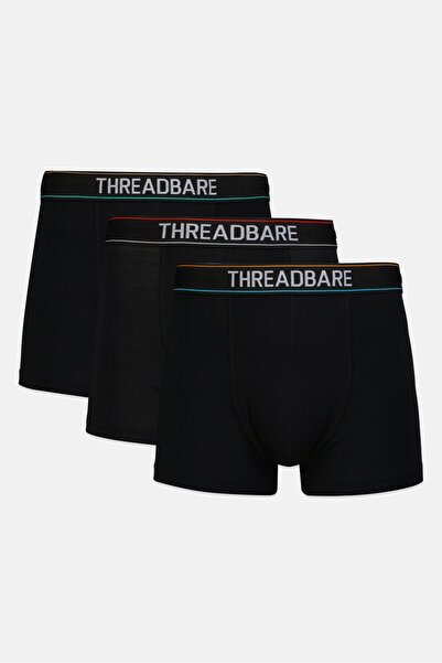Threadbare Men 3 Pcs Brand Logo Boxer Briefs, Black