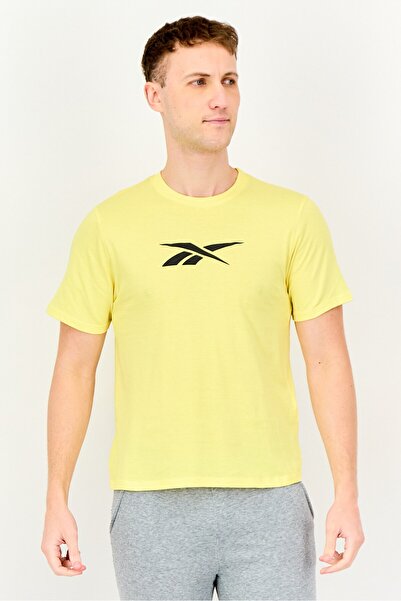 Reebok Men Sportswear Fit Short Sleeve Outdoor T-Shirt, Yellow