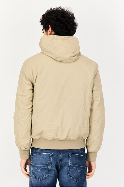 CELIO Men Solid Bomber Jacket, Beige