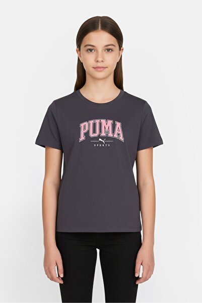 Puma Kids Girl Sportswear Fit Short Sleeve Training T-Shirt, Grey