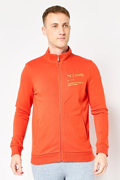 Puma x One 8 Men Slim Fit Long Sleeve Outdoor Full Zip Sweatshirt, Orange