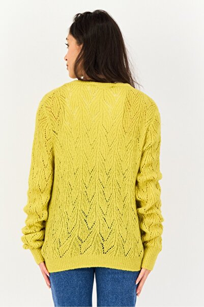 Philosophy Women Crochet Long Sleeve Sweater, Mustard