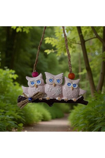 escoines koleksiyon Escoines Dekoratif 3'lü Baykuş Figürü Ev Bahçe Duvar Süsü...