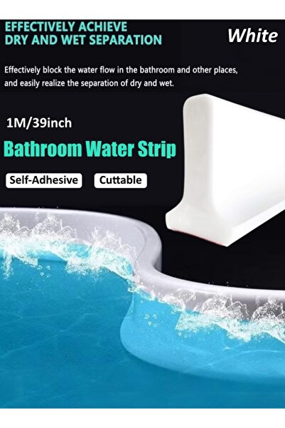 Generic Bathroom Water Strip Blocker T-Shape Shower Water Barrier Water Stopper Self-Adhesive Water Dam
