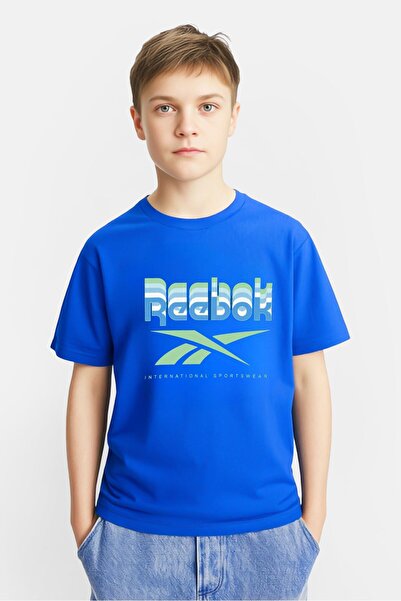 Reebok Kids Boy Sportswear Fit Short Sleeve Outdoor T-Shirt, Blue