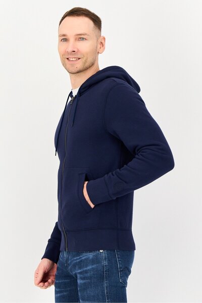 Dockers Men Solid Long Sleeve Full Zip Hoodie, Navy