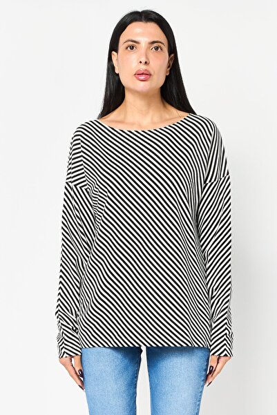 Lacoste Women Round Neck Stripe Long Sleeve Top, Multicolor