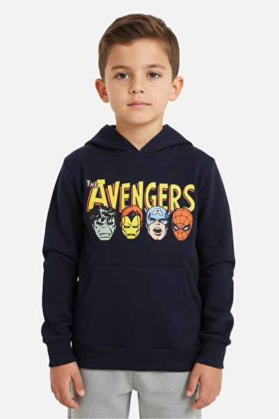Marvel Toddlers Boy Graphic Print Long Sleeve Hoodie, Navy